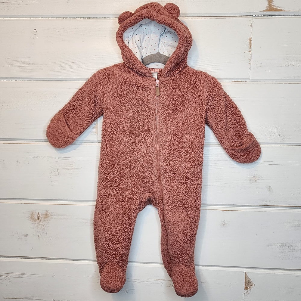 Carter's Warm Pink Sherpa Bear Footie Size 6m